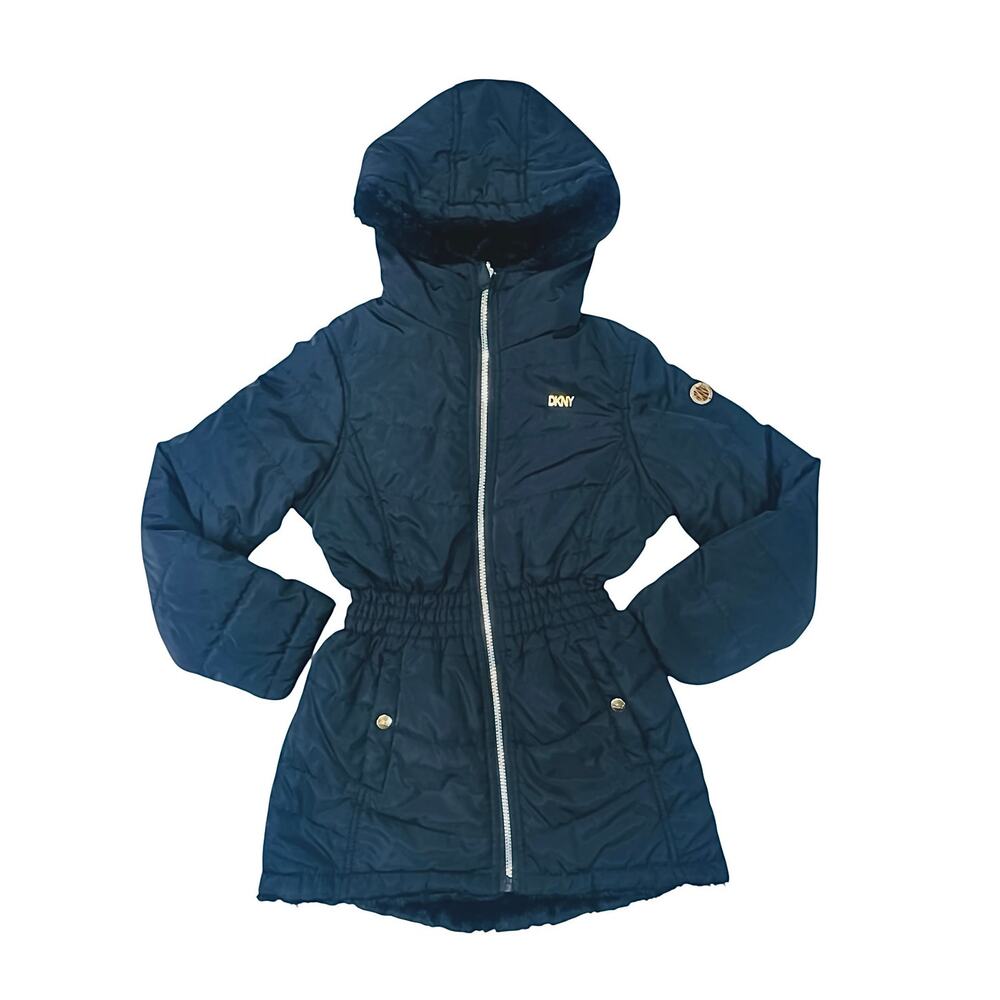 DKNY Girls Black Winter Jacket - Size 10/12